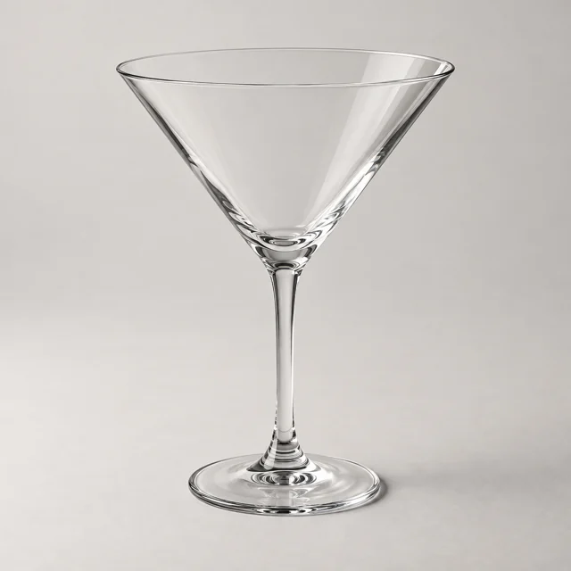 Una copa Martini cónica, vacía.