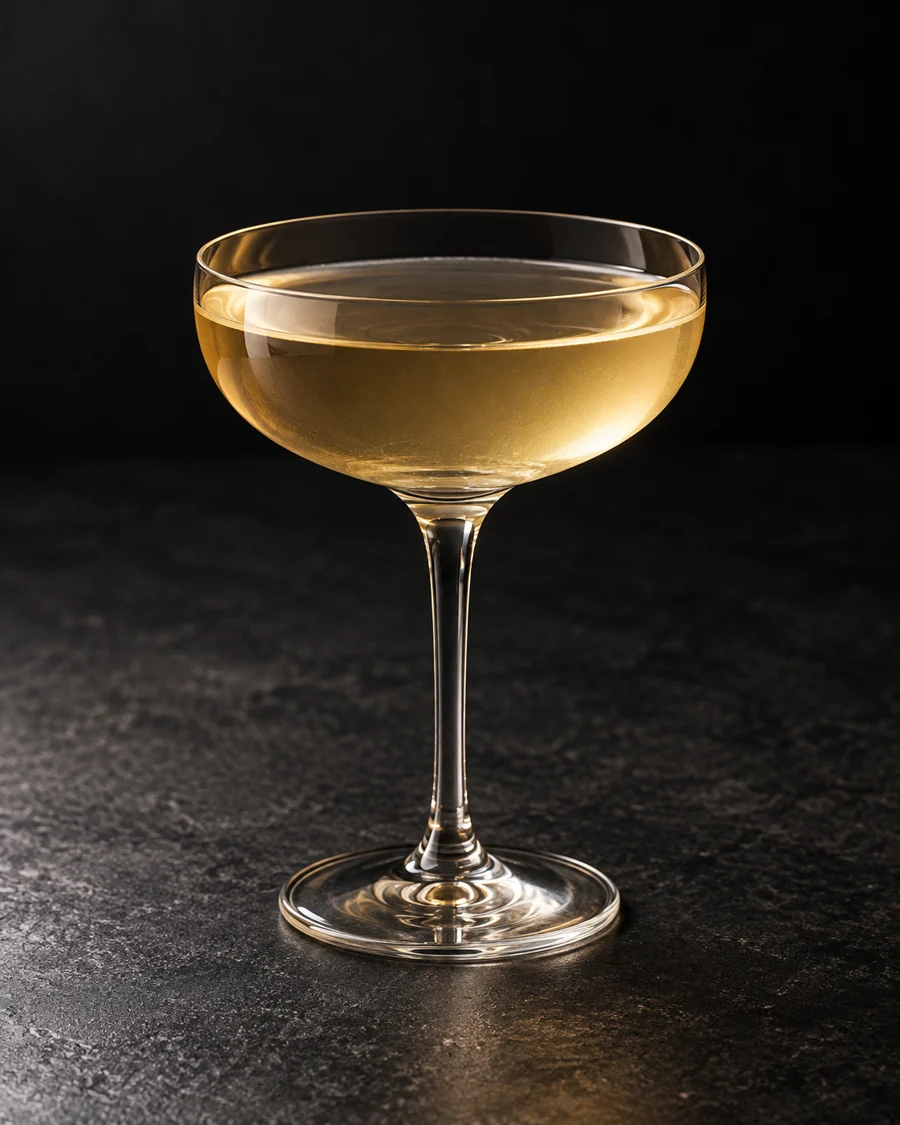 clear pale golden Bird Bath in a coupe without ice or garnish.