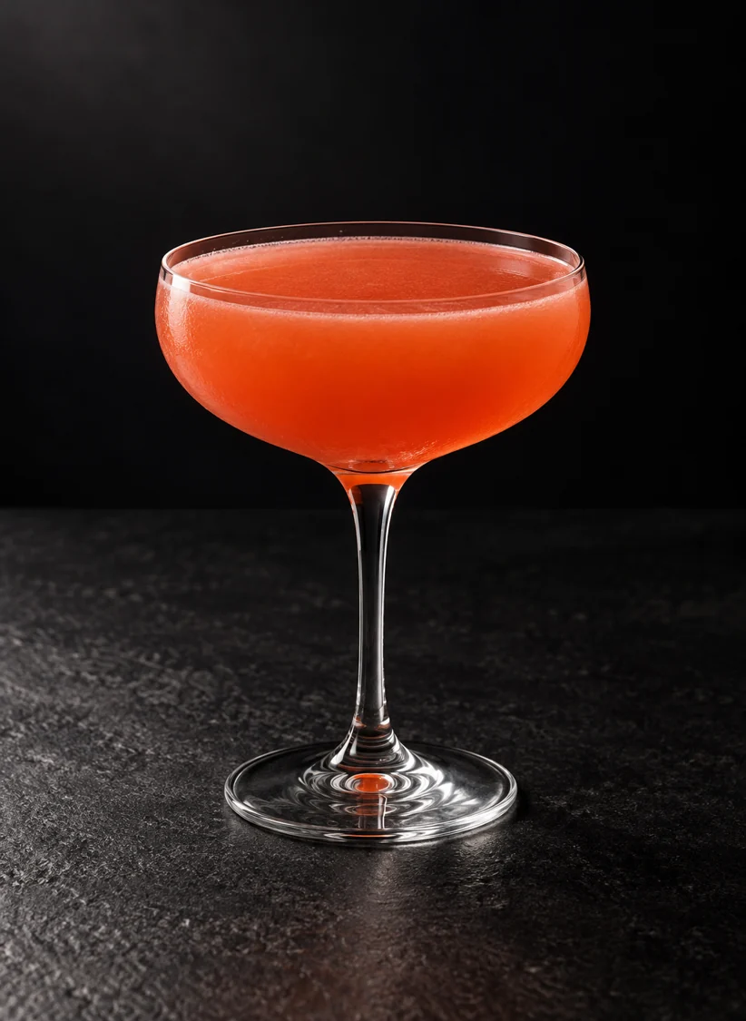 cloudy orange-red Corpse Reviver No. 3 in a coupe without ice or garnish.