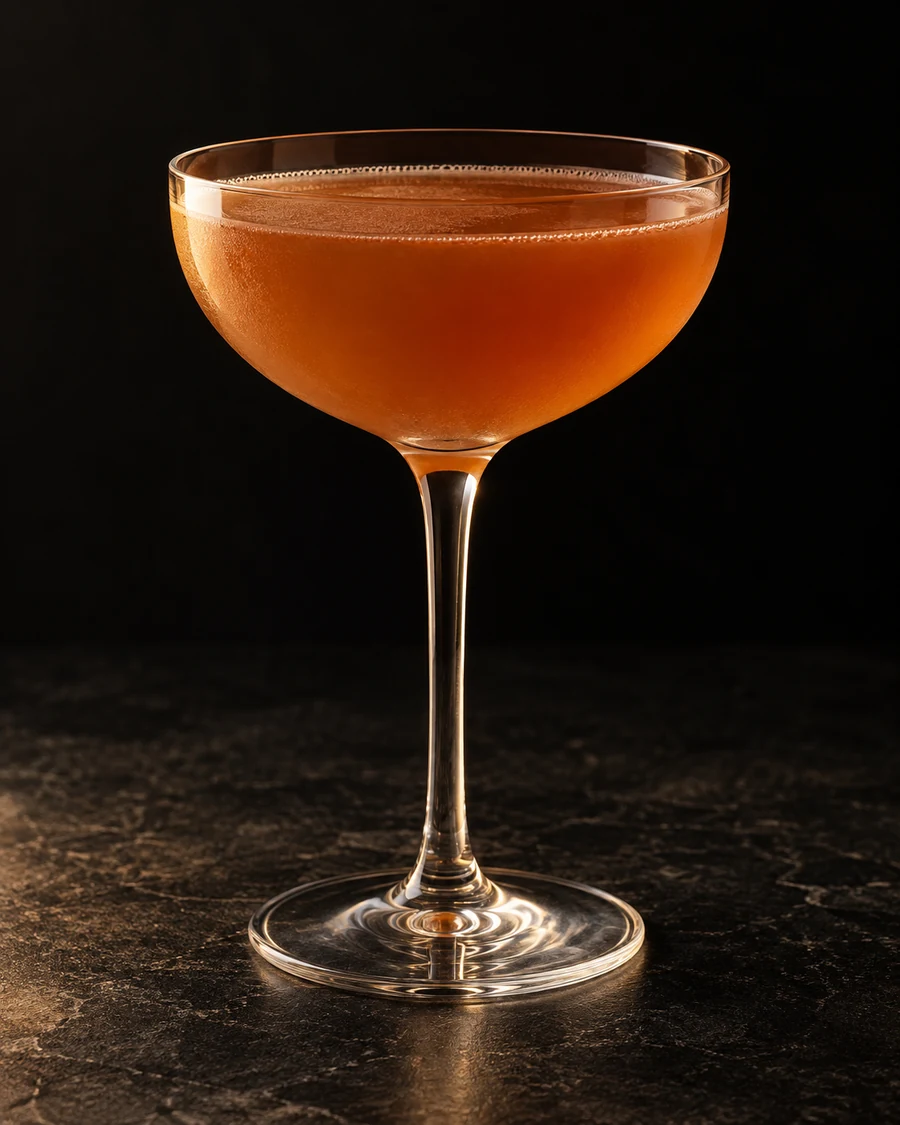 Exploding Plastic Inevitable in a chilled coupe, served without ice, with no garnish, against a black background.