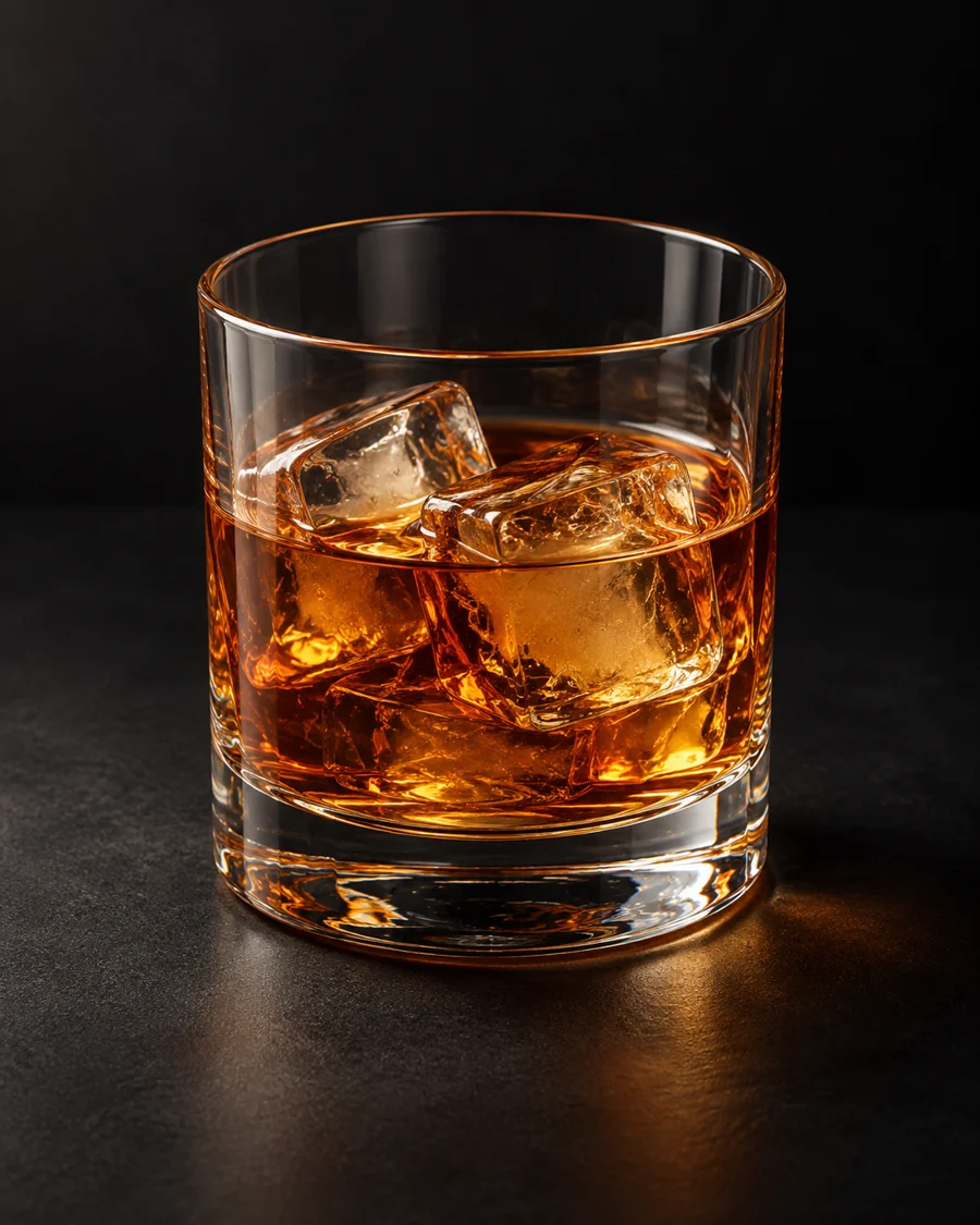 French Connection served in a rocks glass against a black background.