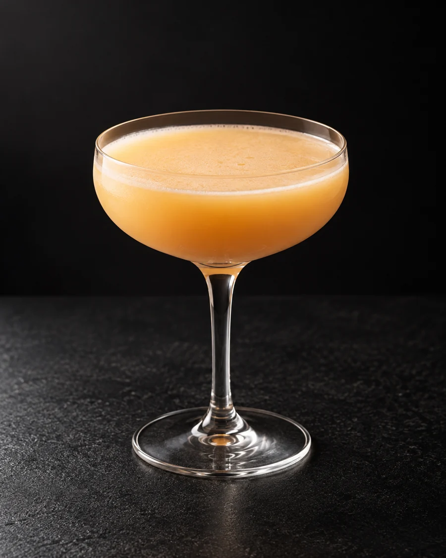 Pale orange-cream Golden Dream in a coupe without ice or garnish.