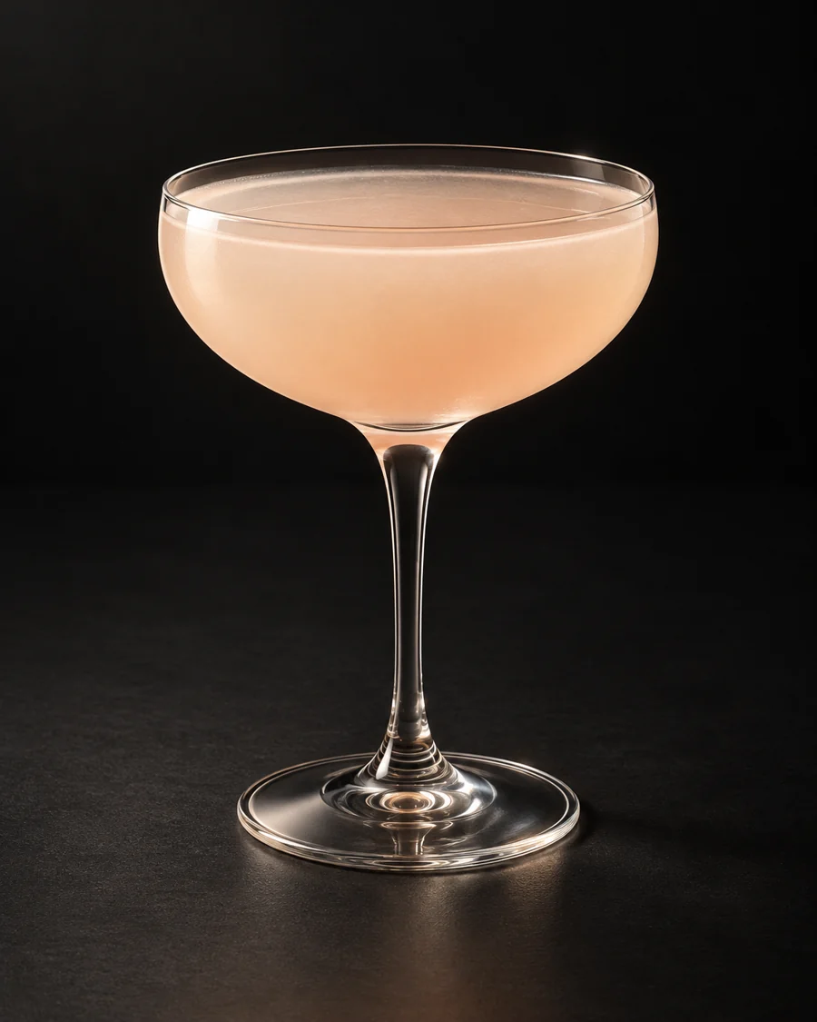 Hemingway Special served in a coupe glass against a black background.