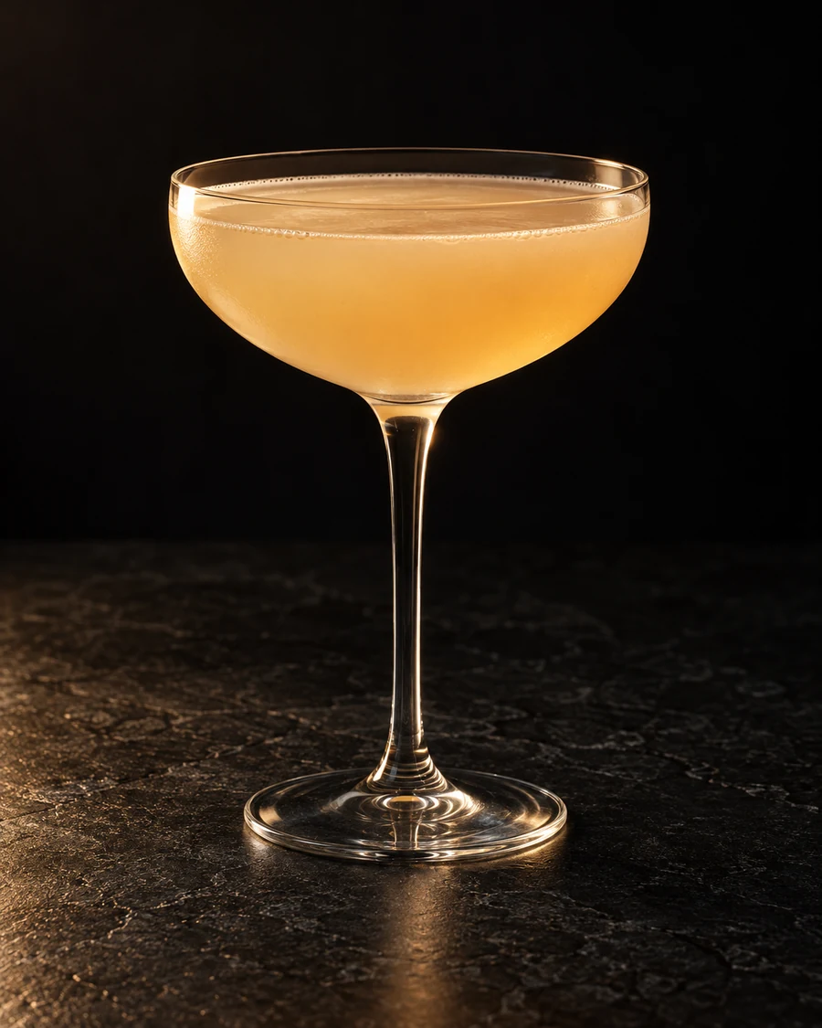 Lechuza in a chilled coupe, served without ice, with no garnish, against a black background.