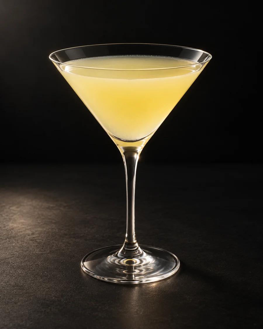 Lemon Drop Martini served in a martini glass against a black background.