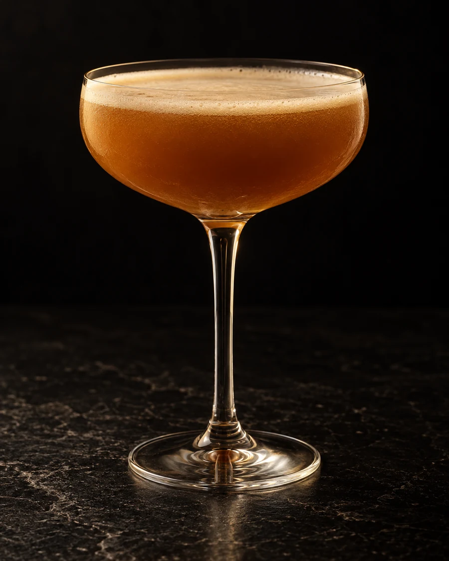 Maelstrom in a chilled coupe, served without ice, with no garnish, against a black background.