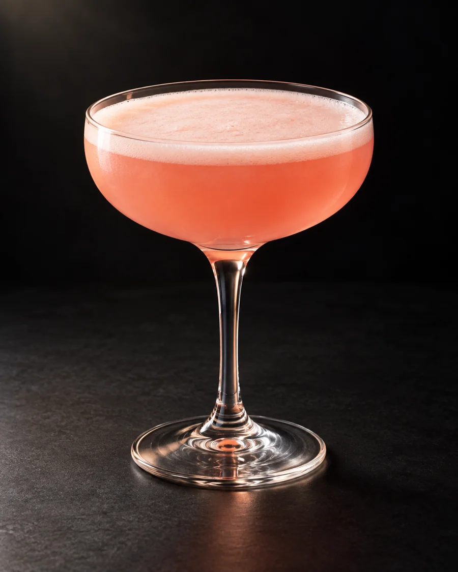 Mary Pickford served in a coupe glass against a black background.