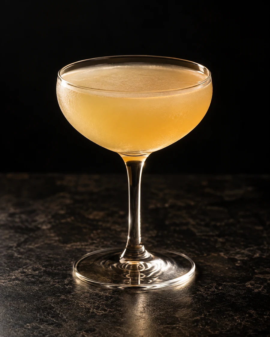 Miracles Take Longer: Cloudy pale golden cocktail in a stemmed coupe, served without ice or garnish.