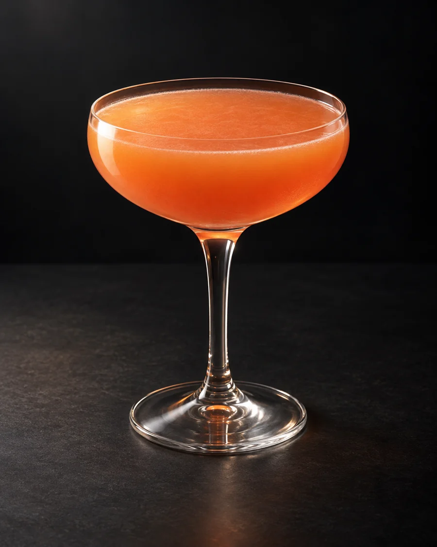 Monkey Gland served in a coupe glass against a black background.