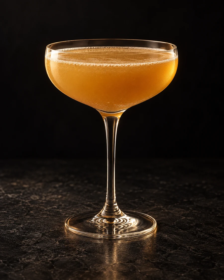 Oaxacan Lady in a chilled coupe, served without ice, with no garnish, against a black background.