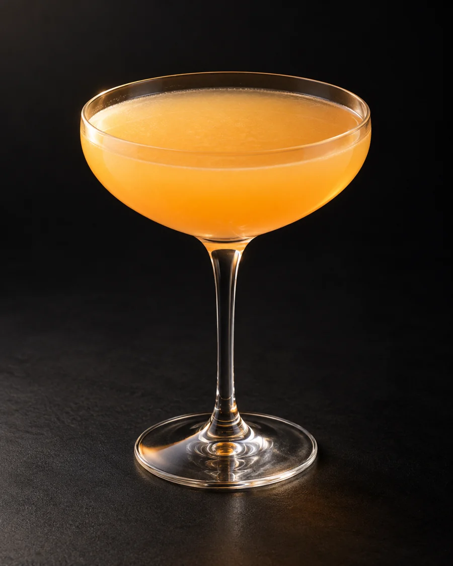 Paradise served in a coupe glass against a black background.