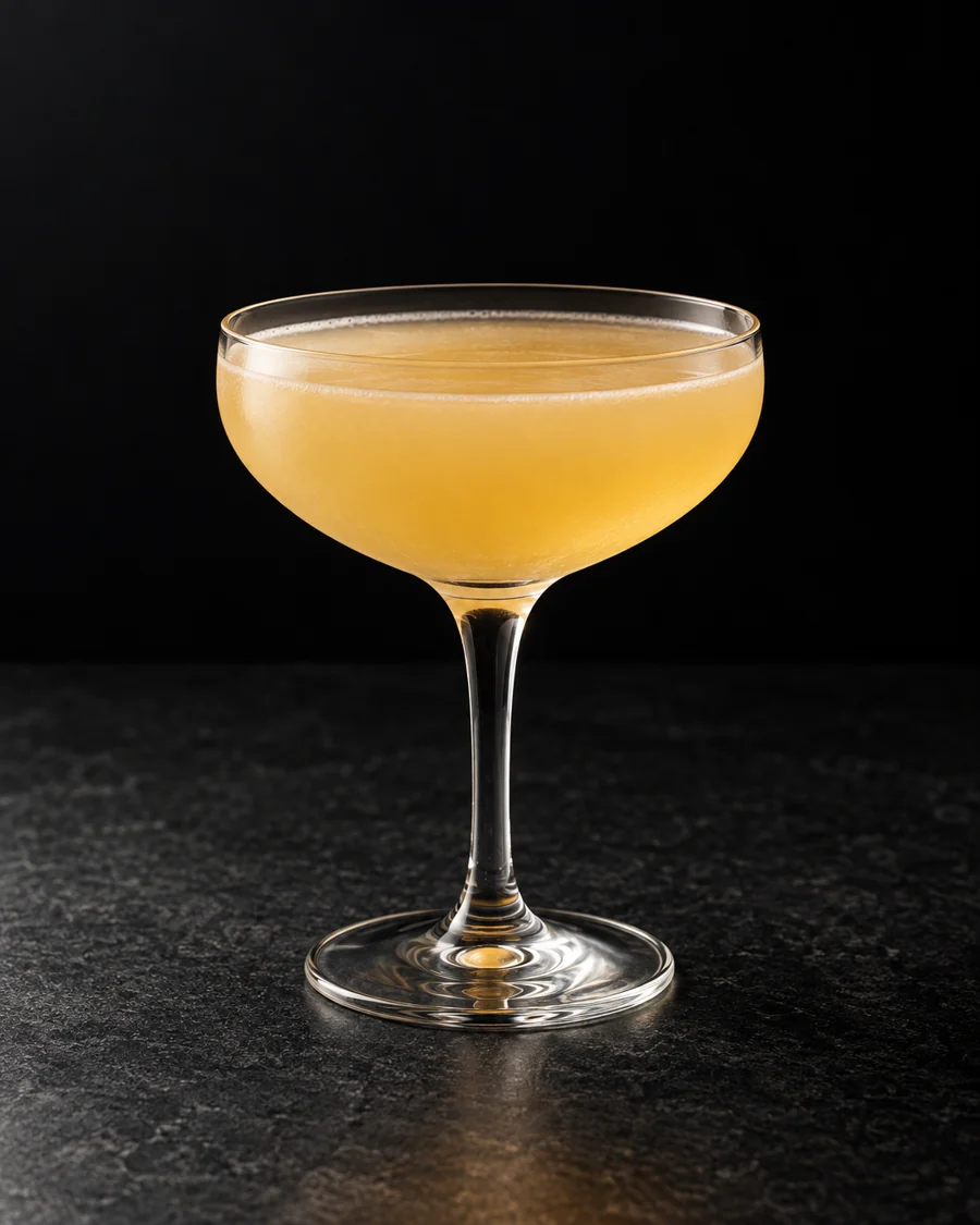 pale cloudy golden Park Avenue in a small coupe without ice or garnish.