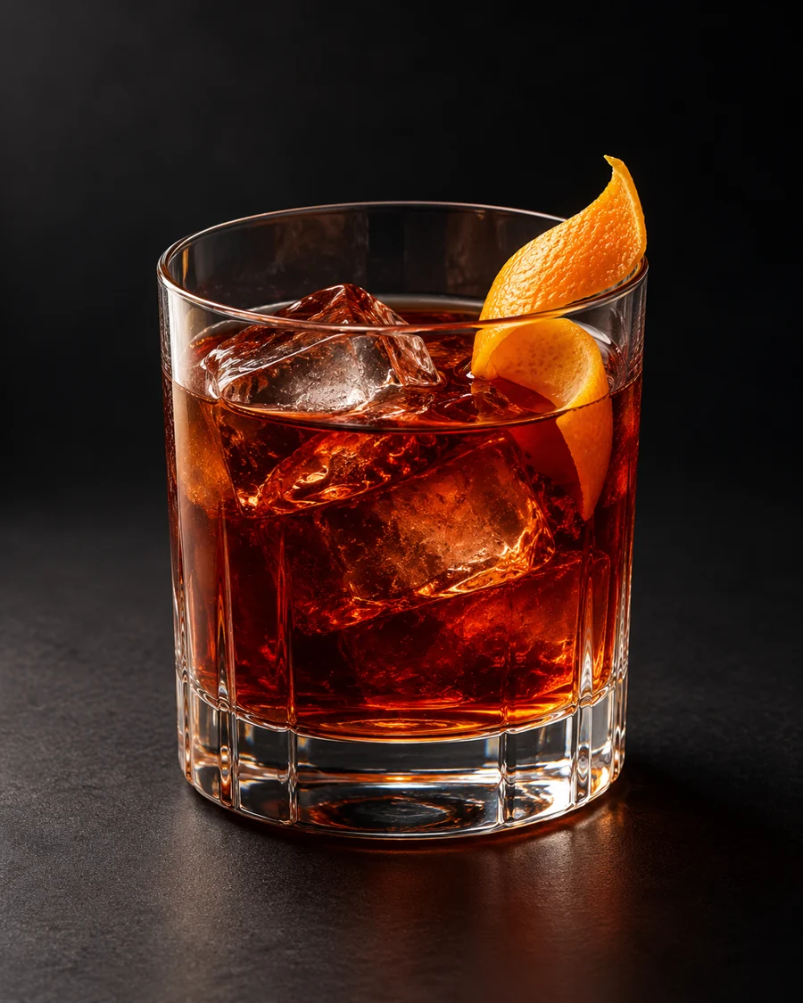 rabo de Galo served in a rocks glass with an orange twist