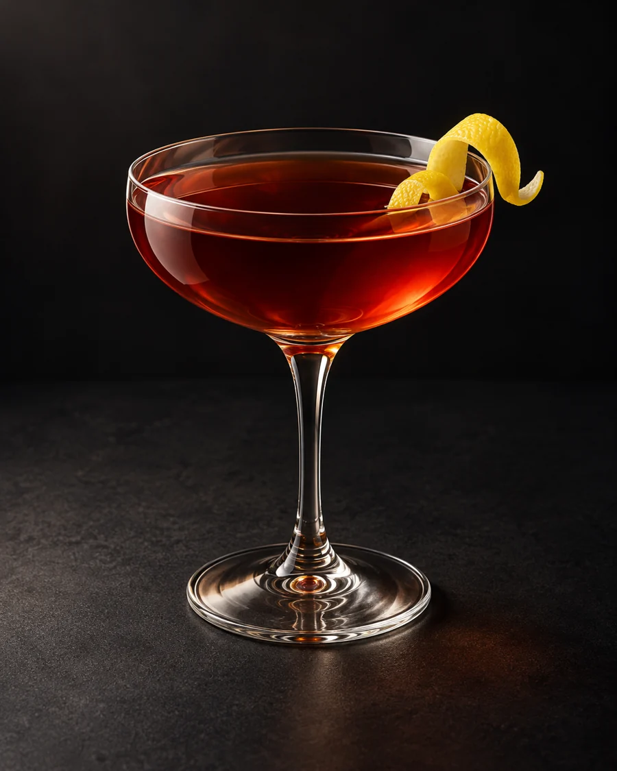 remember the Maine served in a coupe glass with a lemon twist
