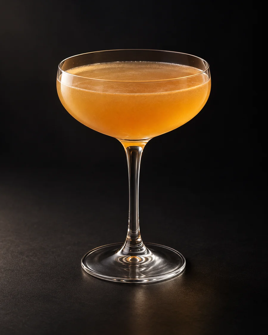 Sidecar served in a coupe glass against a black background.