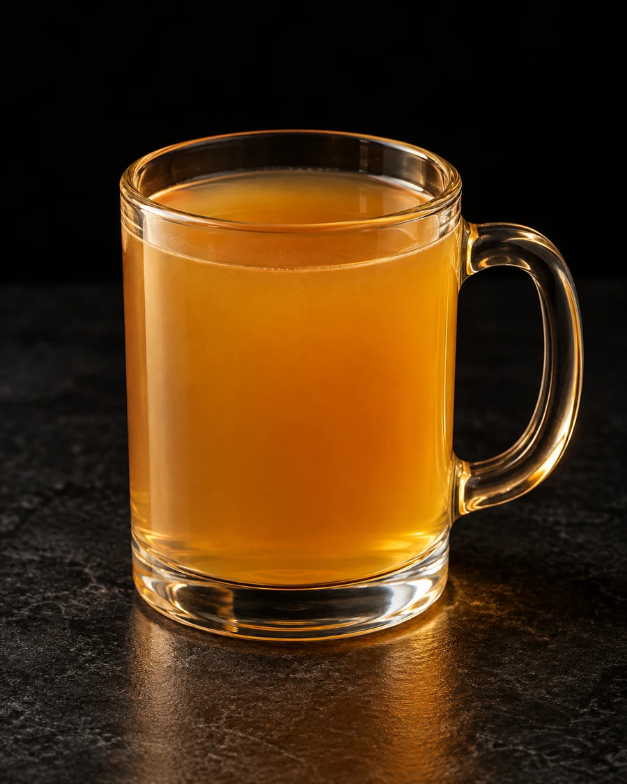 The Bamboozler in a heatproof handled mug, served without ice, ungarnished, against a black background.