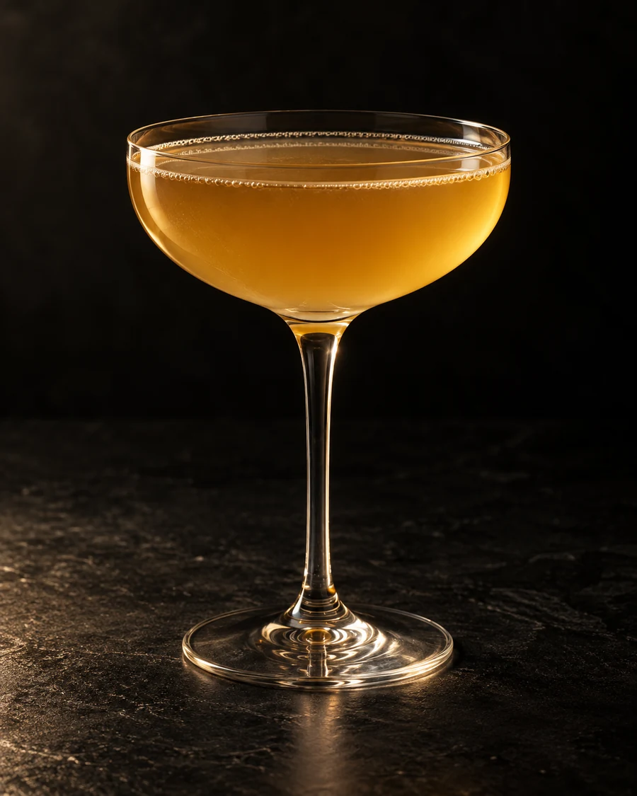 Towards The Unknown in a chilled coupe, served without ice, with no garnish, against a black background.