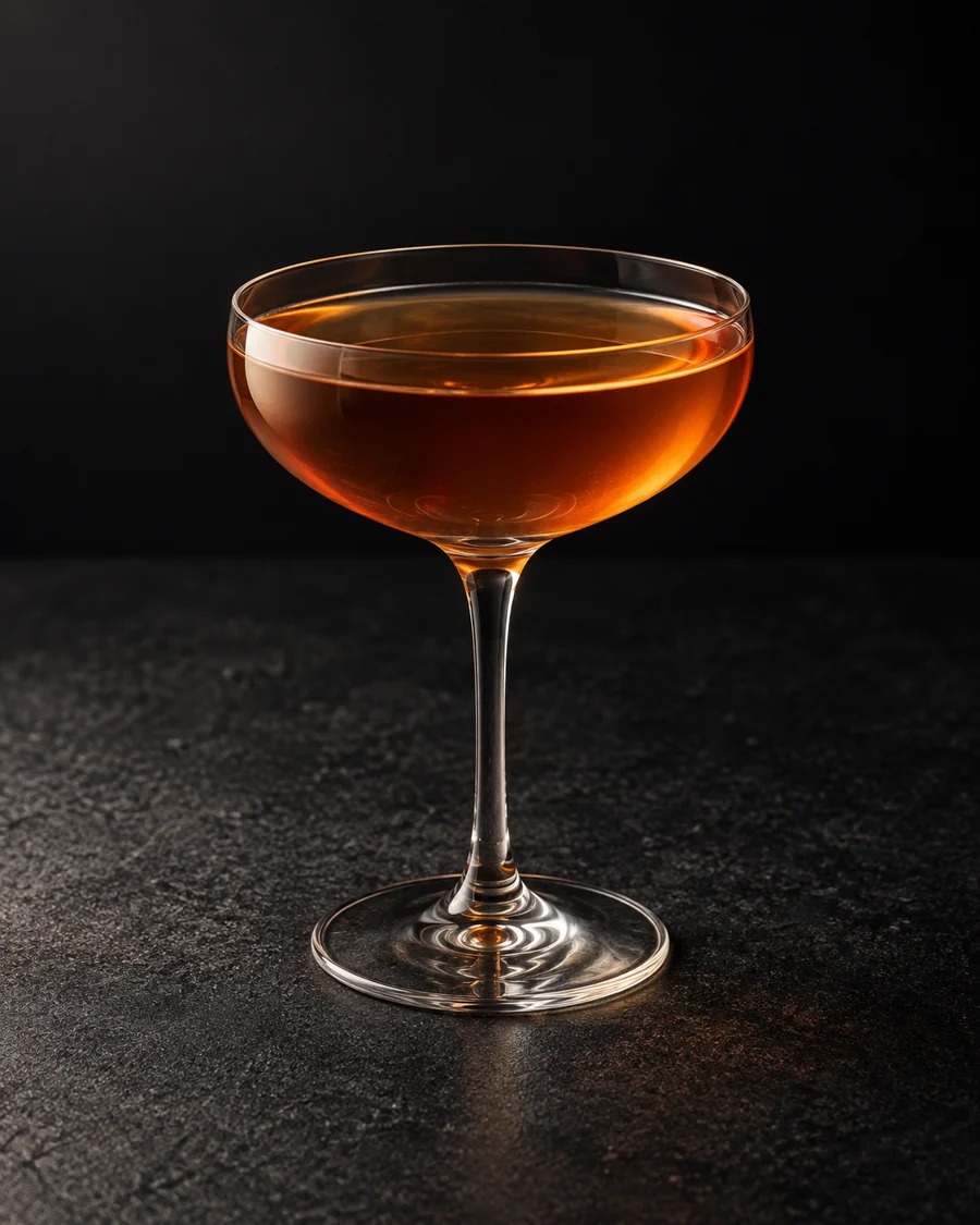 clear pale amber Zumbo in a coupe without ice or garnish.